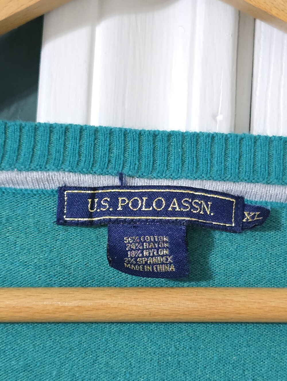 US Polo Assn Teal V Neck Sweater Womens XL Pullover Long Sleeve Preppy Y2K - Picture 5 of 5